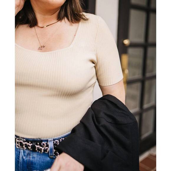 NEW ALL : ROW ribbed crop top in cream - Picture 2 of 5